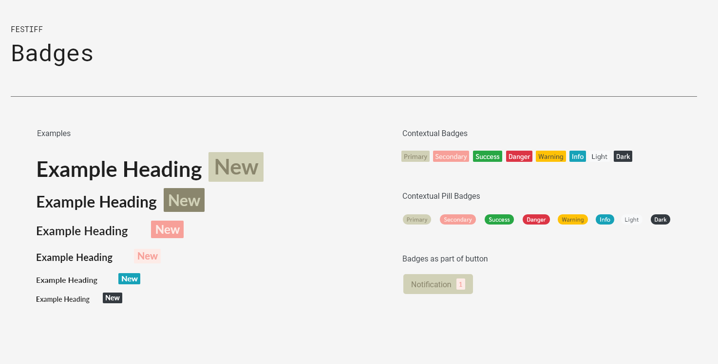Festiff design system — badges and variants